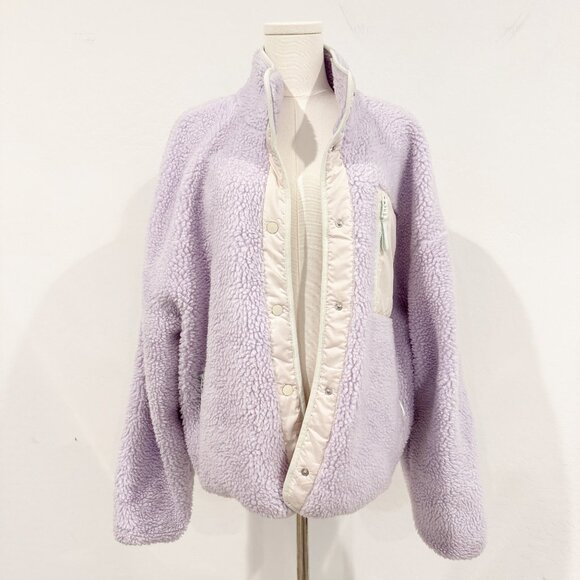 Fabletics Women's Soft Teddy Tahoe Jacket in Purple Cream Winter Size XL - Picture 3 of 11